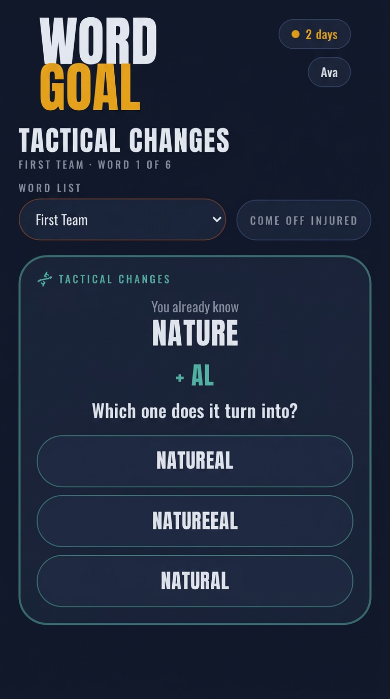 Tactical Changes in WordGoal